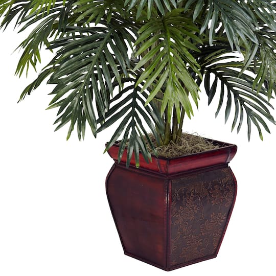3.16ft. Areca Plant with Decorative Red Planter